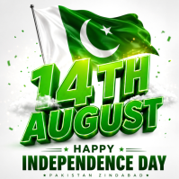 Белый Pakistan Independence Day Сообщение Instagram Template