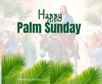 White Joyful Palm Sunday  Medium Rectangle template