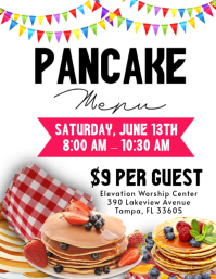 White Joyful Pancake Breakfast Event Flyer Pamflet (VSA Brief) template