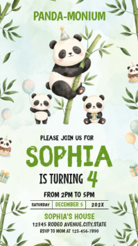 White Joyful Panda Birthday Party Instagram Story template