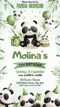 White Joyful Panda Birthday Party Instagram Story Instagram-Story template