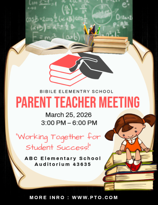 White Joyful Parent Teacher Meeting Flyer Template | PosterMyWall
