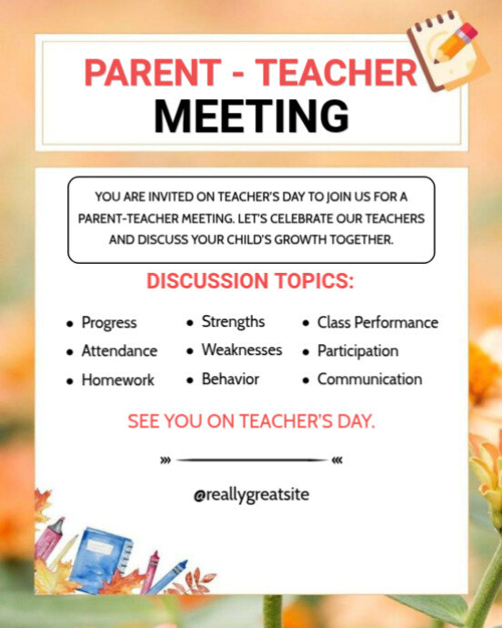Plantilla de White Joyful Parent Teacher Meeting Instagram Portrait ...
