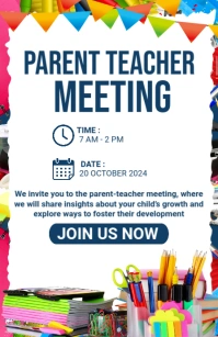 White Joyful Parent Teacher Meeting Tabloid template