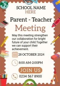 White Joyful Parent Teacher Meeting Template  A2
