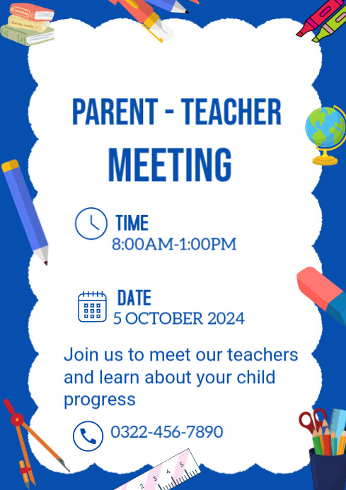 White Joyful Parent Teacher Meeting Template  A4