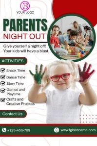 White Joyful Parents Night Out 2024 Poster template