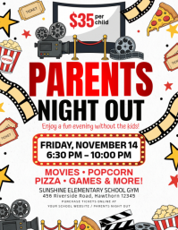 Hvid Parents Night Out Event Løbeseddel Template