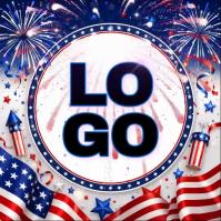 White Joyful Patriotic 4th of july Logo Video โลโก้ template