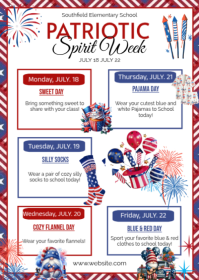 White Joyful Patriotic 4th of july Spirit Week A6 template
