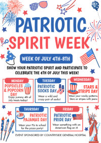 White Joyful Patriotic Spirit Week A4 template