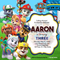 Weiß Paw Patrol Birthday Party Publicación de Instagram Template