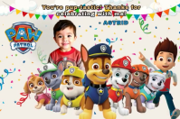 White Joyful Paw Patrol Thank You Card Poster template