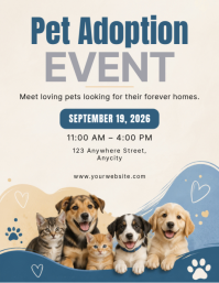 White Pet Adoption Event Flyer Template