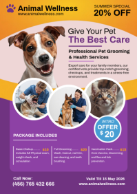 White Joyful Pet Grooming and Health Services A4 template