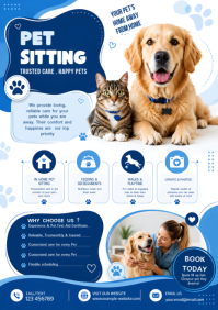 White Pet Sitting Services A4 Template