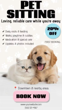 White Pet Sitting Services Instagram Story Template