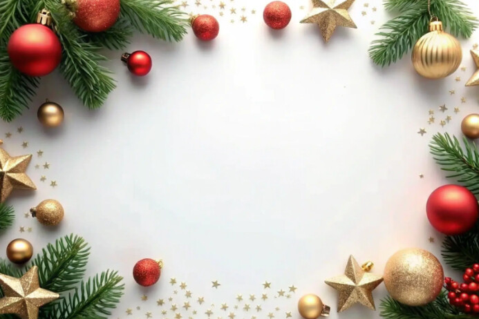 Plantilla de White Joyful Pine Branches Christmas Frame Poster ...