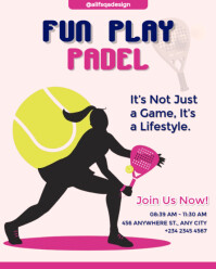 White Joyful Pink Fun Play Padel Instagram Portrait template