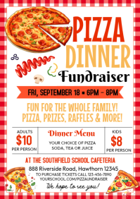 White Joyful Pizza Fundraiser A4 template