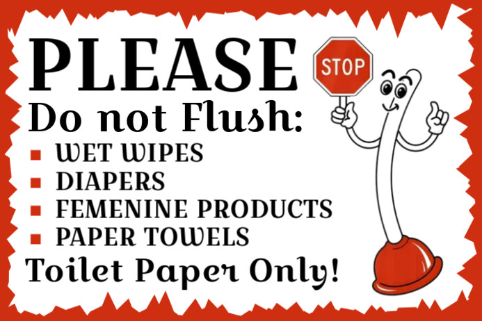 White Joyful Please Do Not Flush Reminder Poster template