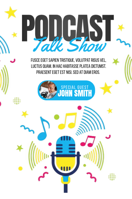White Joyful Podcast Talk Show Poster Template | PosterMyWall