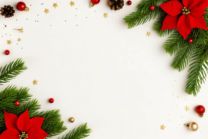 White Joyful Poinsettia Christmas Card Poster Template | PosterMyWall