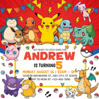 Белый Pokemon Birthday Quadrato Template