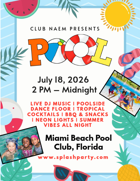 White Pool Party Flyers Template | PosterMyWall