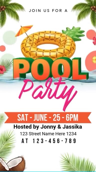 White Joyful Pool Party Instagram Story Indaba yaku-Instagram template