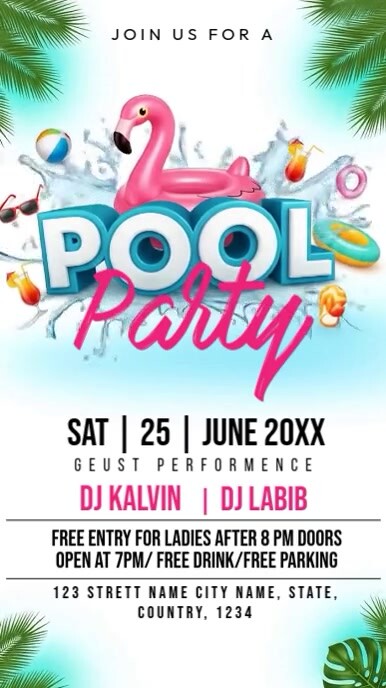 White Joyful Pool Party Instagram Story Indaba yaku-Instagram template
