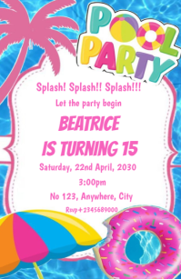 White Joyful Pool Party Invitation Tabloid Tabloide template