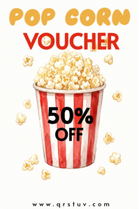 Hvid Popcorn Voucher Banner 4' × 6' Template