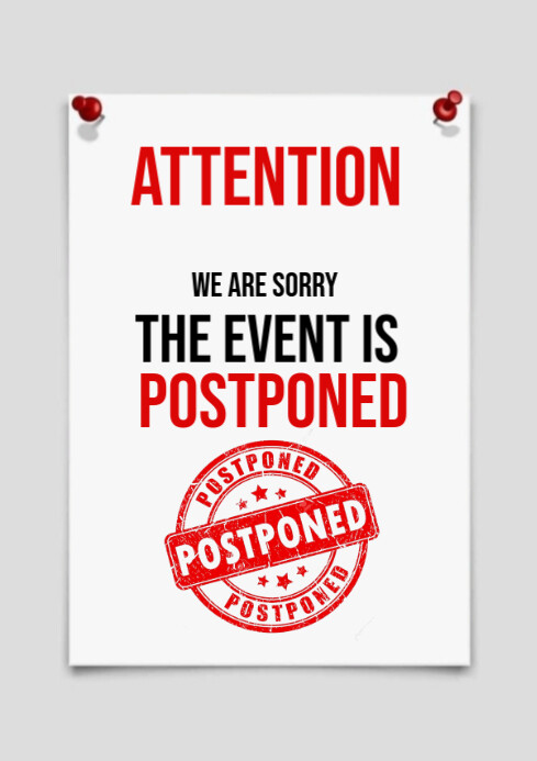Example Postpone Poster Copy of White Joyful Postponed A2 | PosterMyWall