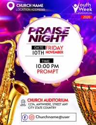 White Praise Night Event Flyer Template
