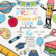 White Joyful Pre-K Graduation Invitation Instagram Post template