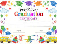 White Joyful Pre-School Graduation Certificate Flyer Folheto (US Letter) template
