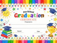 White Joyful Pre-School Graduation Certificate Flyer Volantino (US Letter) template