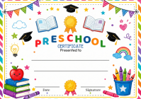 White Joyful Preschool Certificate A4 template