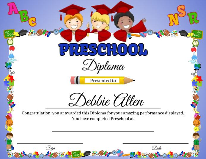 White Joyful Preschool Certificate Flyer (us Letter) template