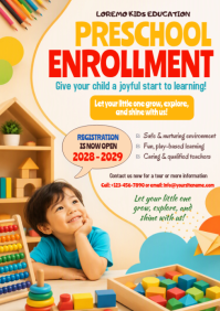 Biały Preschool Enrollment A4 Template