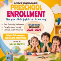 白色 Preschool Enrollment Instagram na Post Template