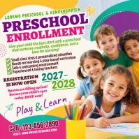 White Preschool Enrollment โพสต์บน Instagram Template