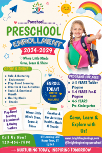 สีขาว Preschool Enrollment Poster Template