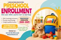 Белый Preschool Enrollment Plakat Template
