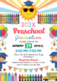White Joyful Preschool Graduation A6 template