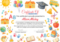 White Joyful Preschool Graduation Certificate A4 template