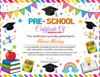 White Joyful Preschool Graduation Certificate Flyer template