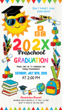 White Joyful Preschool Graduation Digital Display template