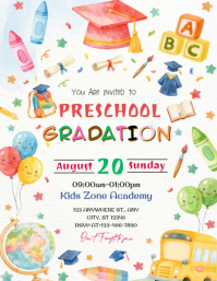 White Joyful Preschool Graduation Flyer Folder (US Letter) template